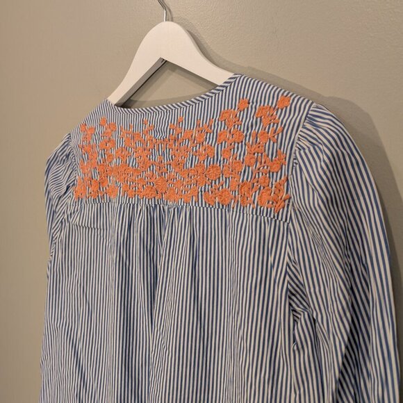 J Crew Shift Dress Ruffle Hem Embroidery Cotton Classic Preppy Style - Size XS - Picture 4 of 7